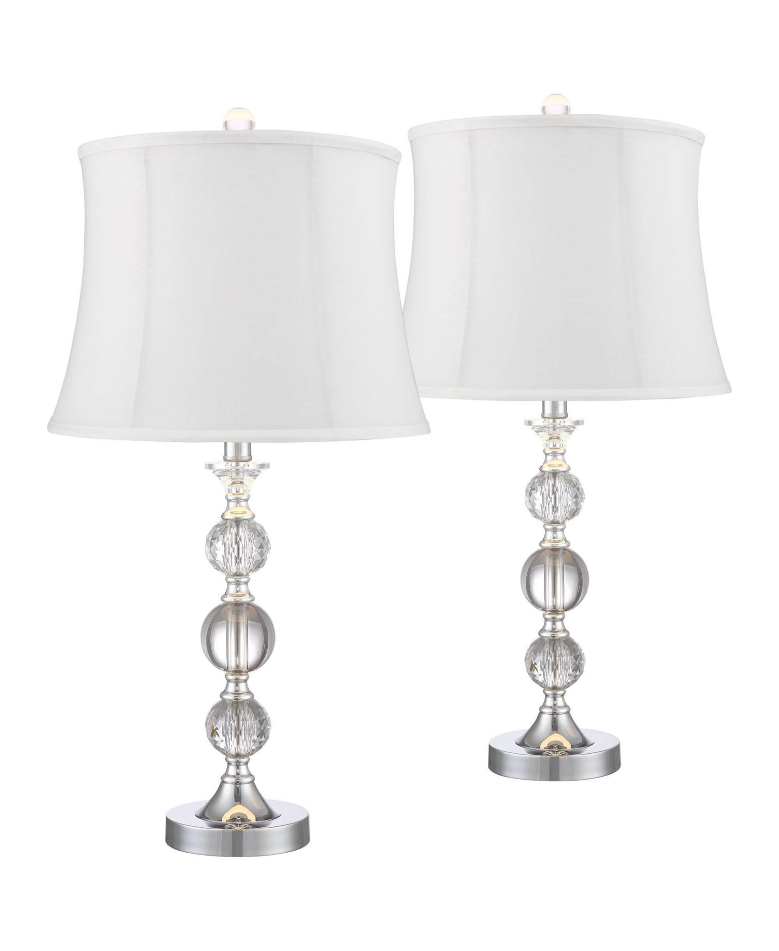 360 Lighting Solange 25" High Modern Luxe Table Lamps Set of 2 Finish Metal Stacked Crystal Living Room Bedroom