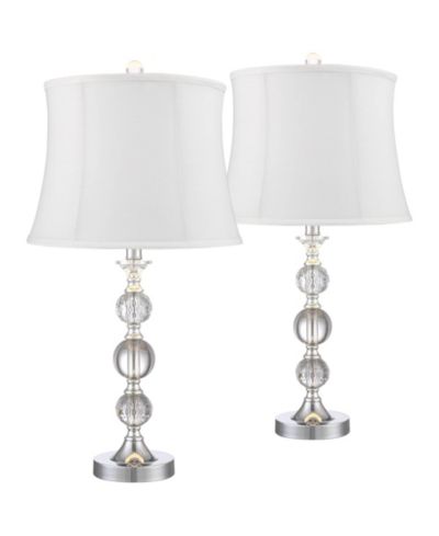 360 Lighting Solange 25" High Modern Luxe Table Lamps Set of 2 Finish Metal Stacked Crystal Living Room Bedroom
