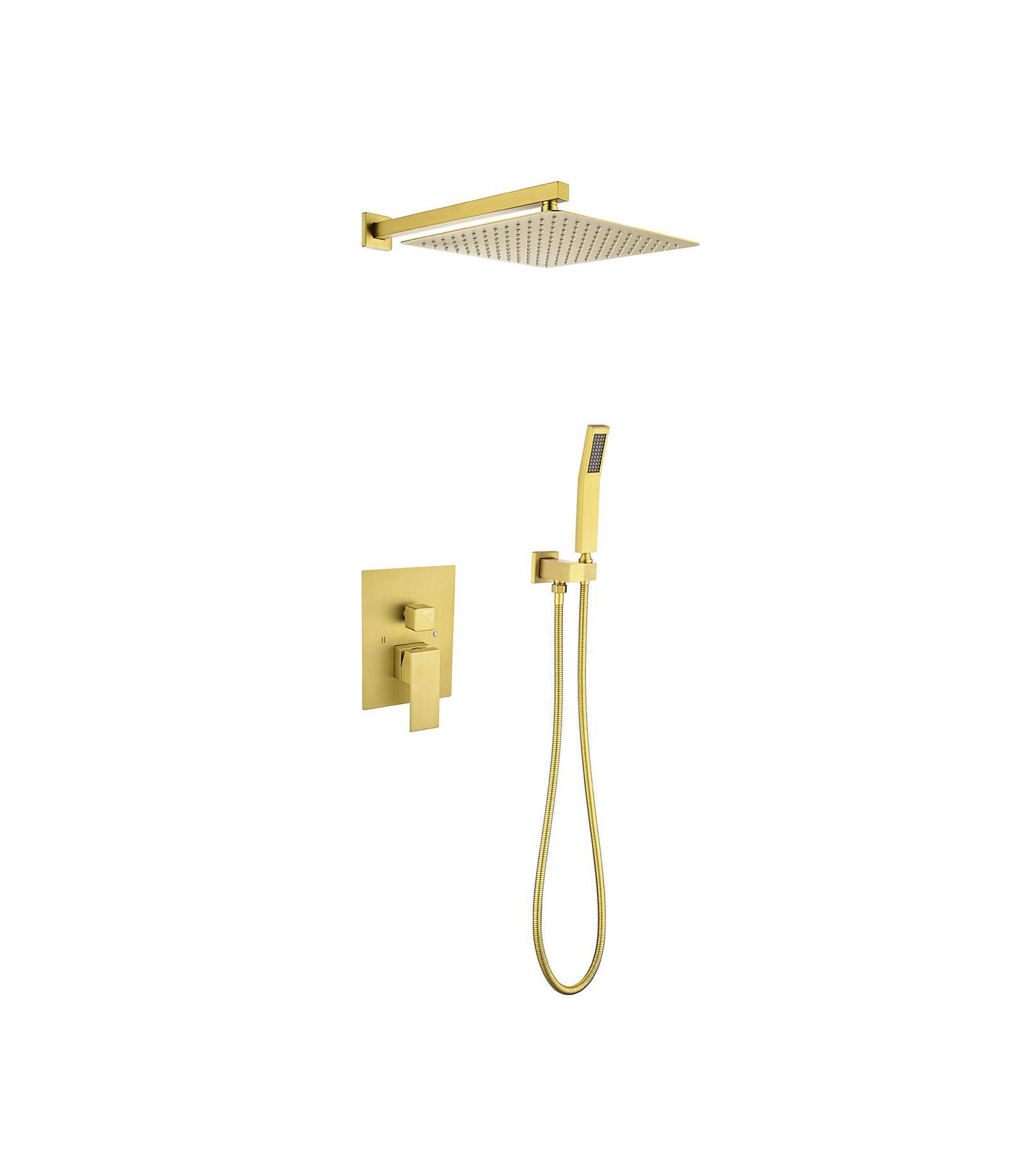 Система душевая BUSDAYS Wall Mount Rainfall Stainless Steel с регулируемым углом