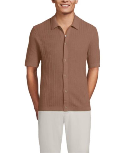 Мужские поло Lands' End Short Sleeve Lightweight Button Through
