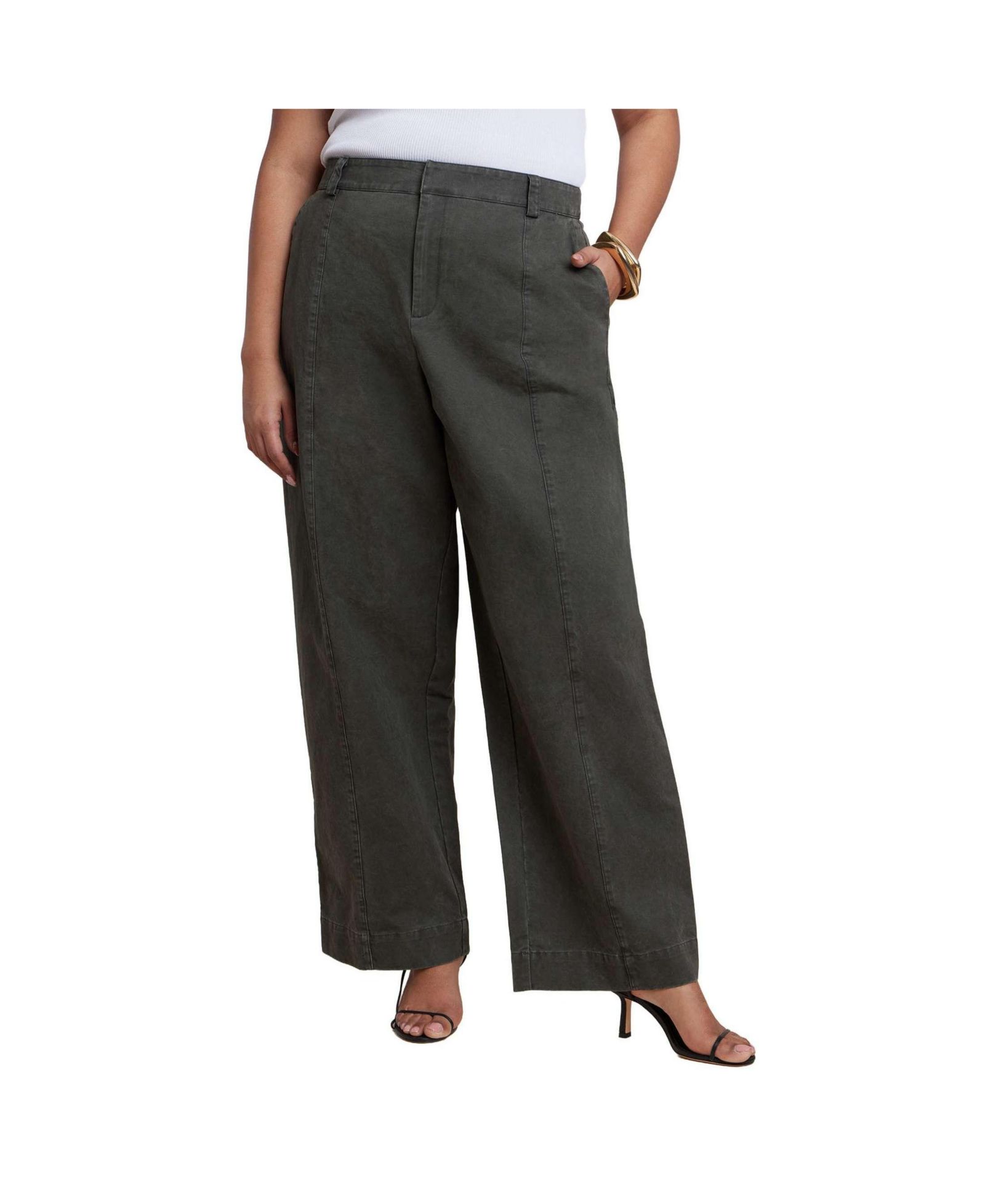 ELOQUII Women's Plus Size Twill Straight Leg Pant