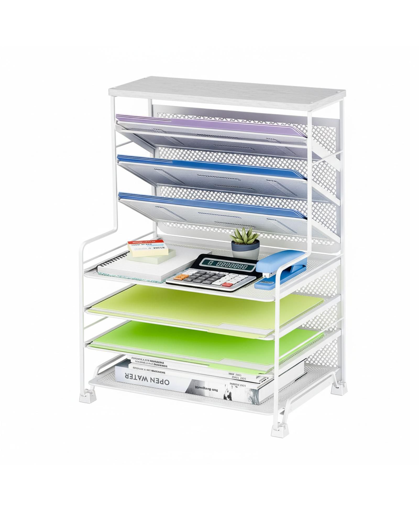 Набор из 2 штук Yigii 7 Tier Desk File Organizer, сетчатые лотки для бумаг