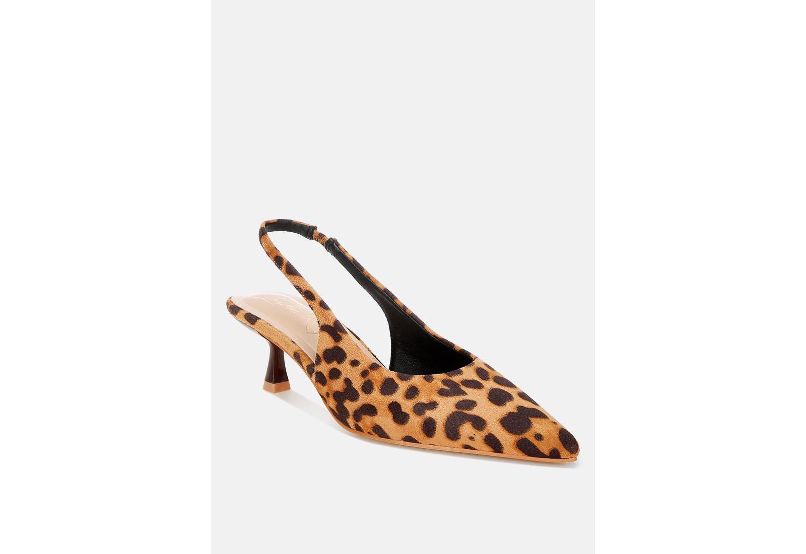 London Rag Women's Inana leopard Slingback Kitten Heels