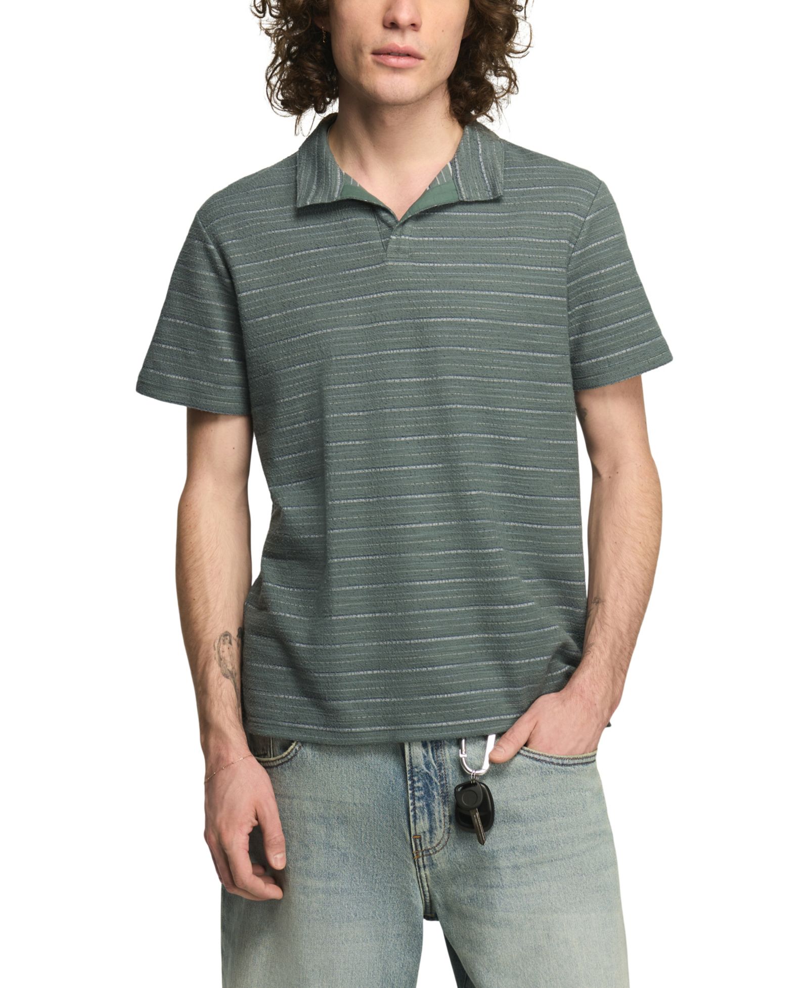 Мужская рубашка-поло Lucky Brand Men's Jacquard Striped