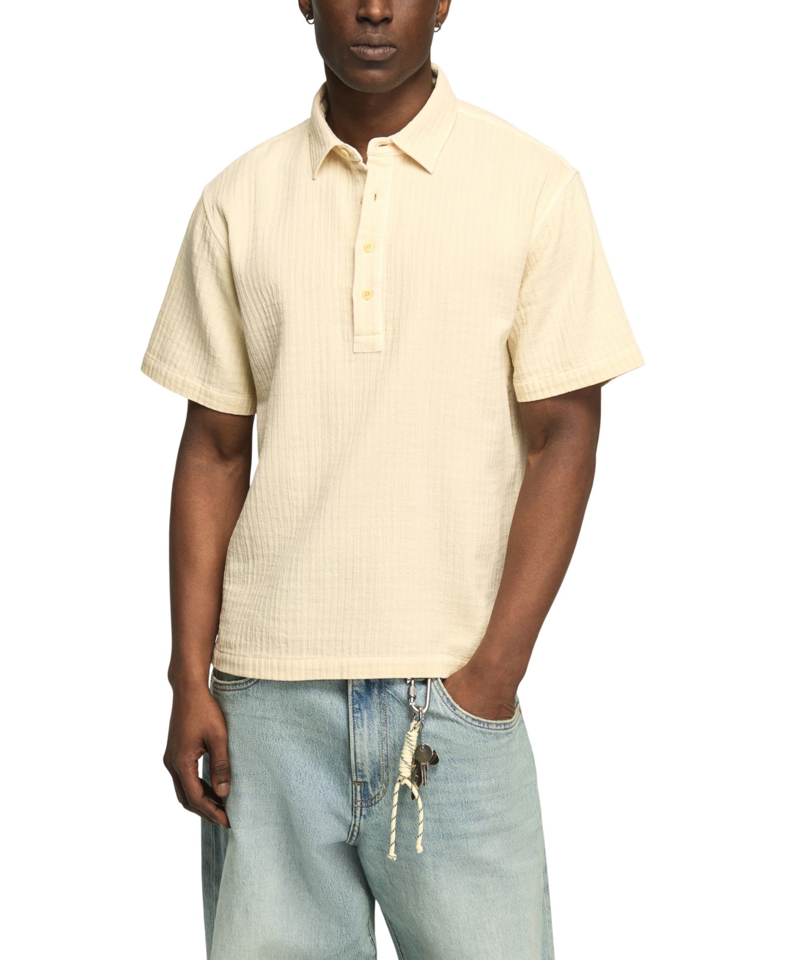 Lucky Brand Men's Double Cloth Popover Short-Sleeve Polo Shirt