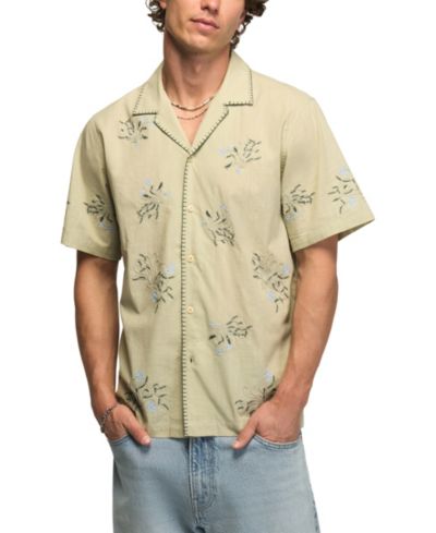 Мужская рубашка Lucky Brand с вышивкой и цветочным принтом и воротником camp collar