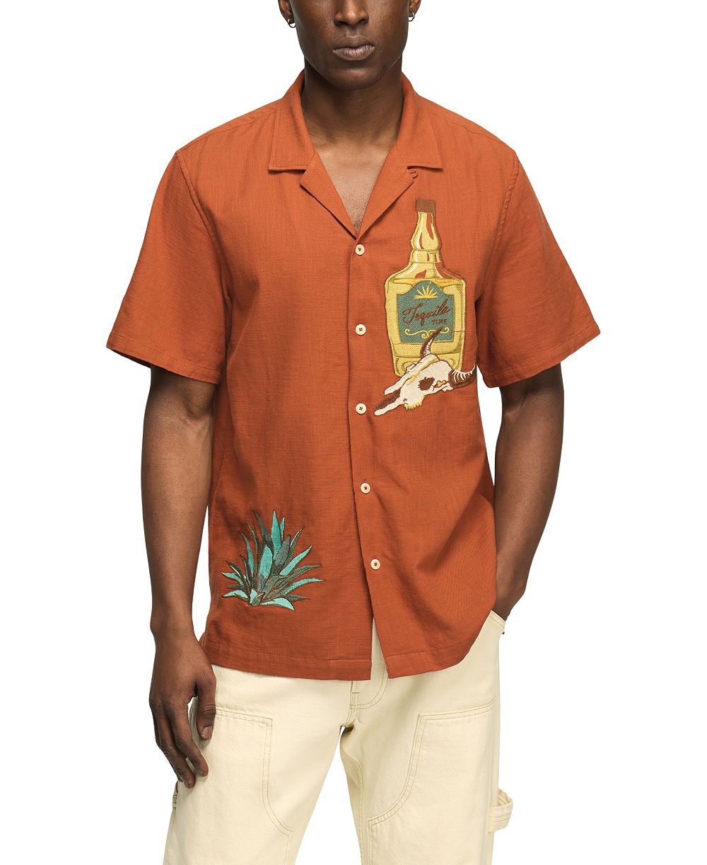 Lucky Brand Men's Embroidered Tequila Time Short-Sleeve Shirt
