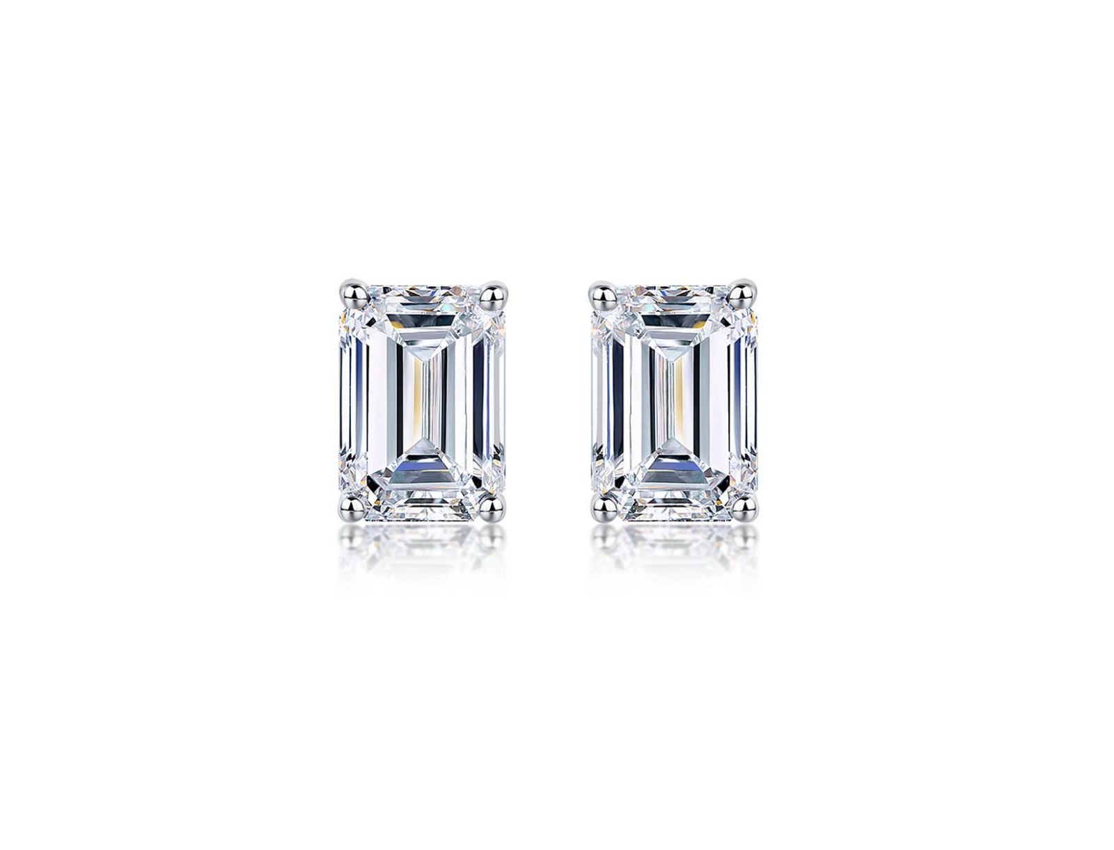 Dloria Valentina Moissanite 1 ct. Emerald Cut Stud Earrings in Gold Vermeil