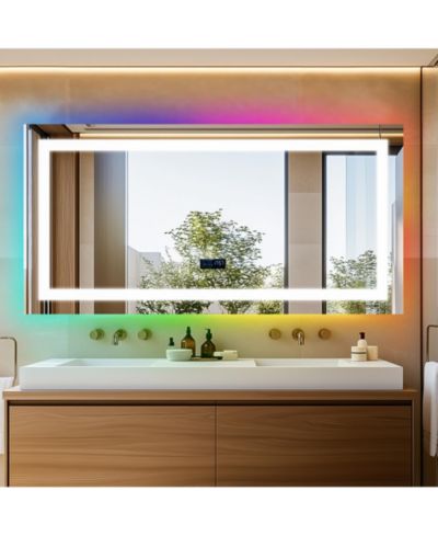LUVODI зеркало для ванной комнаты Smart LED 48”x24” с цифровым дисплеем и защитой от запотевания