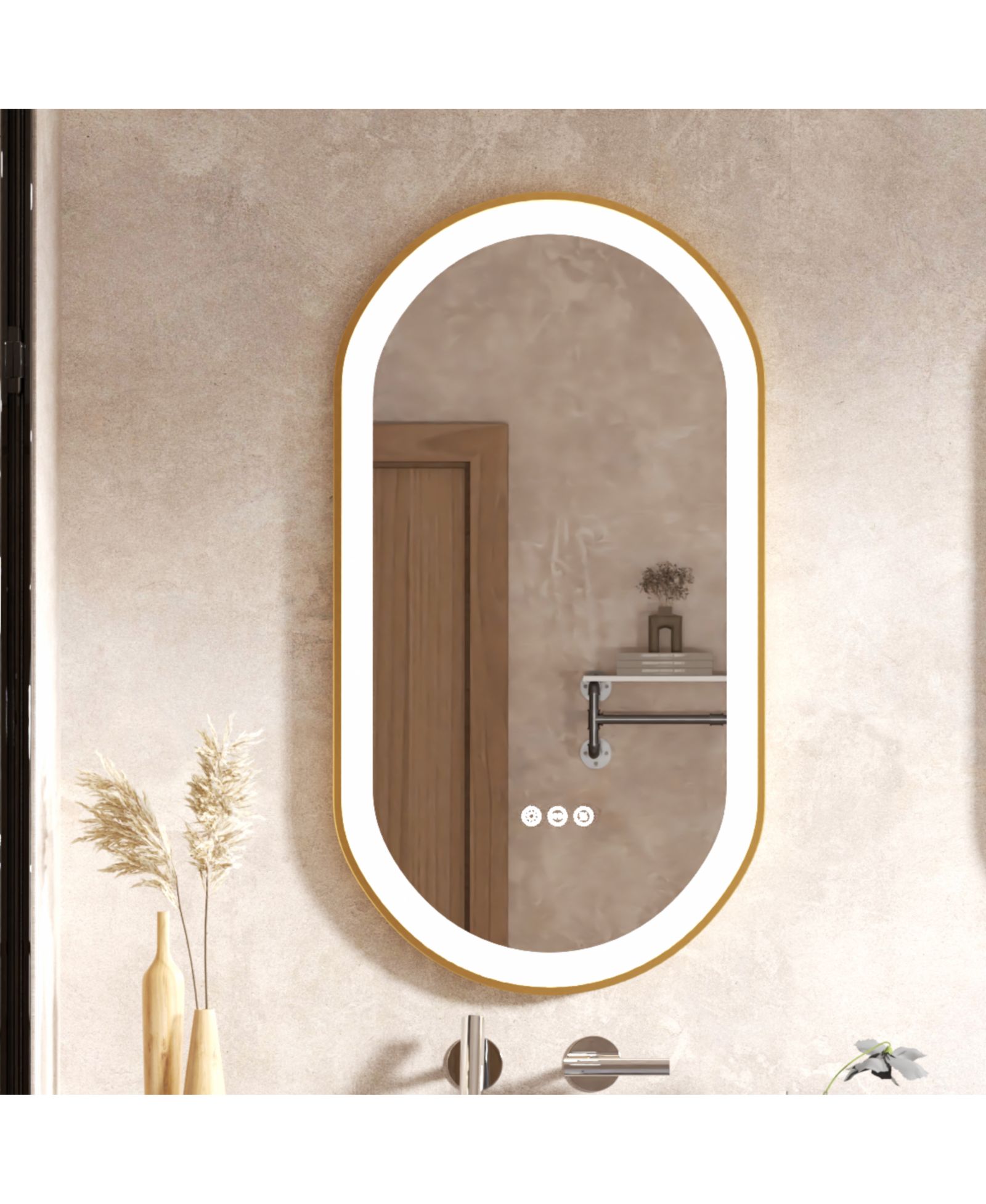 LUVODI 19.68”x39.37” Anti-Fog Lighted Oval Bathroom Mirror Frontlit Touch Dimmable for Wall Vanity