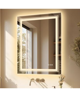 Зеркало для макияжа LUVODI LED 27.5"x35.4" с регулировкой яркости 3 цвета, настенное