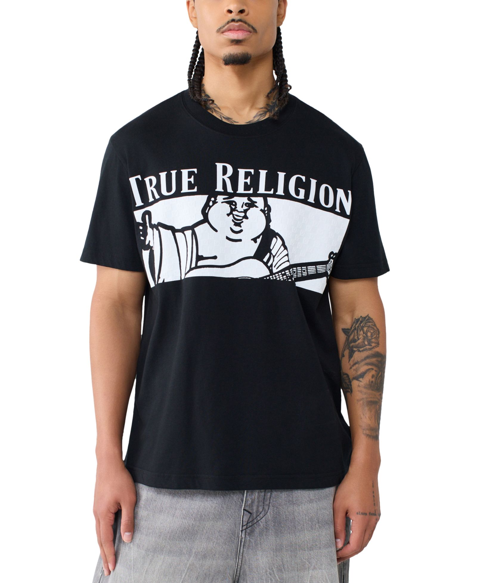 True Religion Men's Checkered Buddha Short-Sleeve T-Shirt