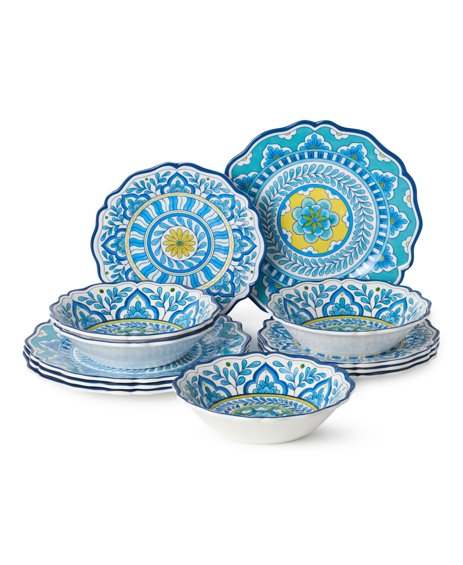 Certified International Porto Melamine 12-Piece Dinnerware Set, Service for 4