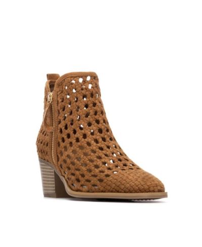 XTI Women's Block Heel Braided Style Ankle Booties