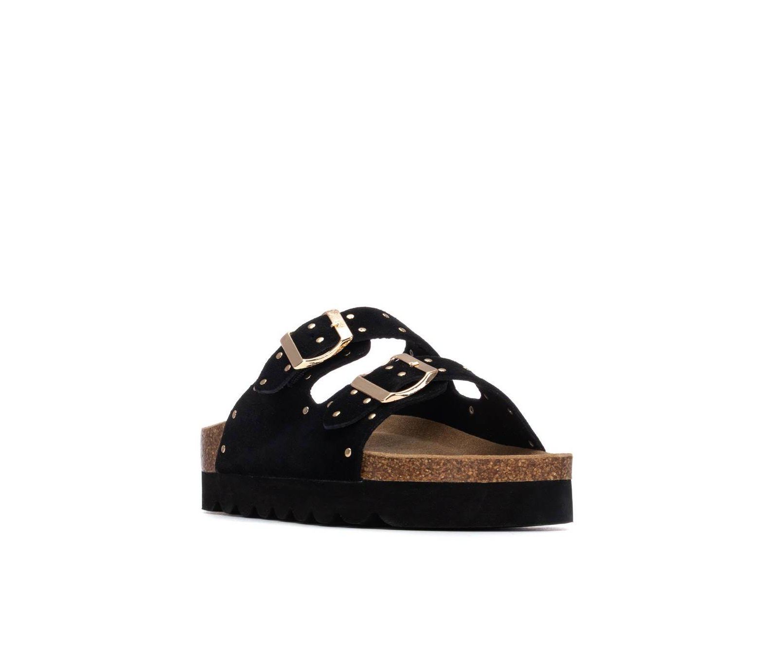 XTI Women's Refresh Collection Eyelets Double Strap Buckle Flat Sandals