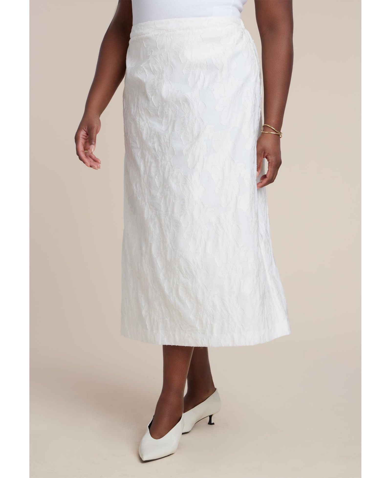 ELOQUII Women's Floral Jacquard A Line Skirt