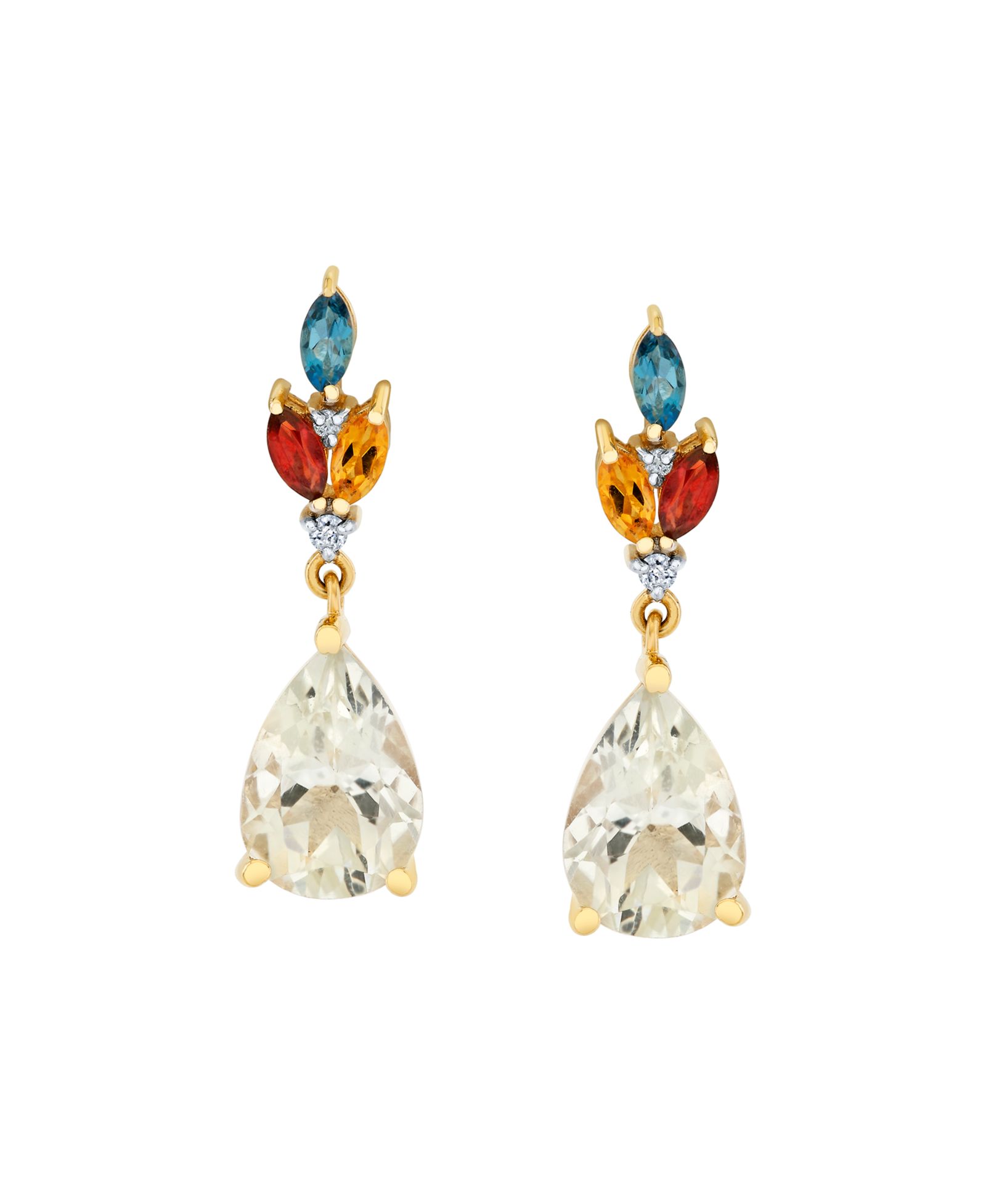 Серьги Macy's Multi-Gemstone и Diamond Accent Drop в 10k Yellow Gold