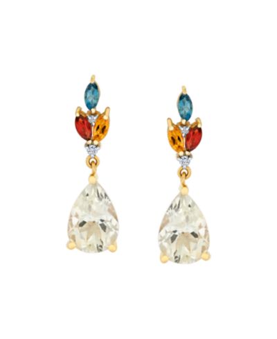 Macy's Multi-Gemstone (4.45 ct. t.w.) and Diamond Accent Drop Earrings in 10k Yellow Gold