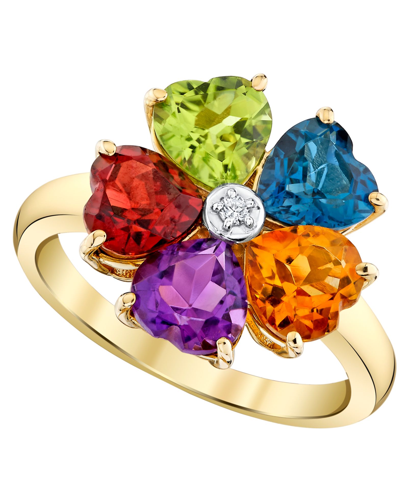 Macy's Multi-Gemstone (4-3/10 ct. t.w.) and Diamond Accent Ring in 10k Yellow Gold