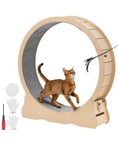 COZITO 48" Wooden Cat Exercise Wheel с ковровым покрытием