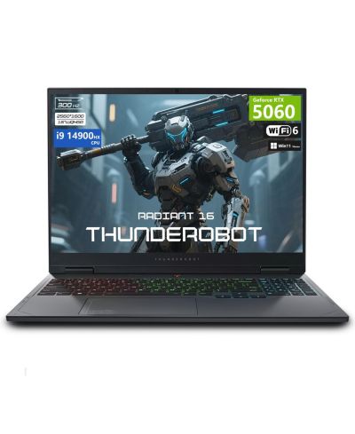 Ноутбук THUNDEROBOT Radiant 16, Intel Core i9, 32GB RAM, NVIDIA GeForce RTX 5060, 1TB SSD, Windows 11 Home, 300Hz, черный