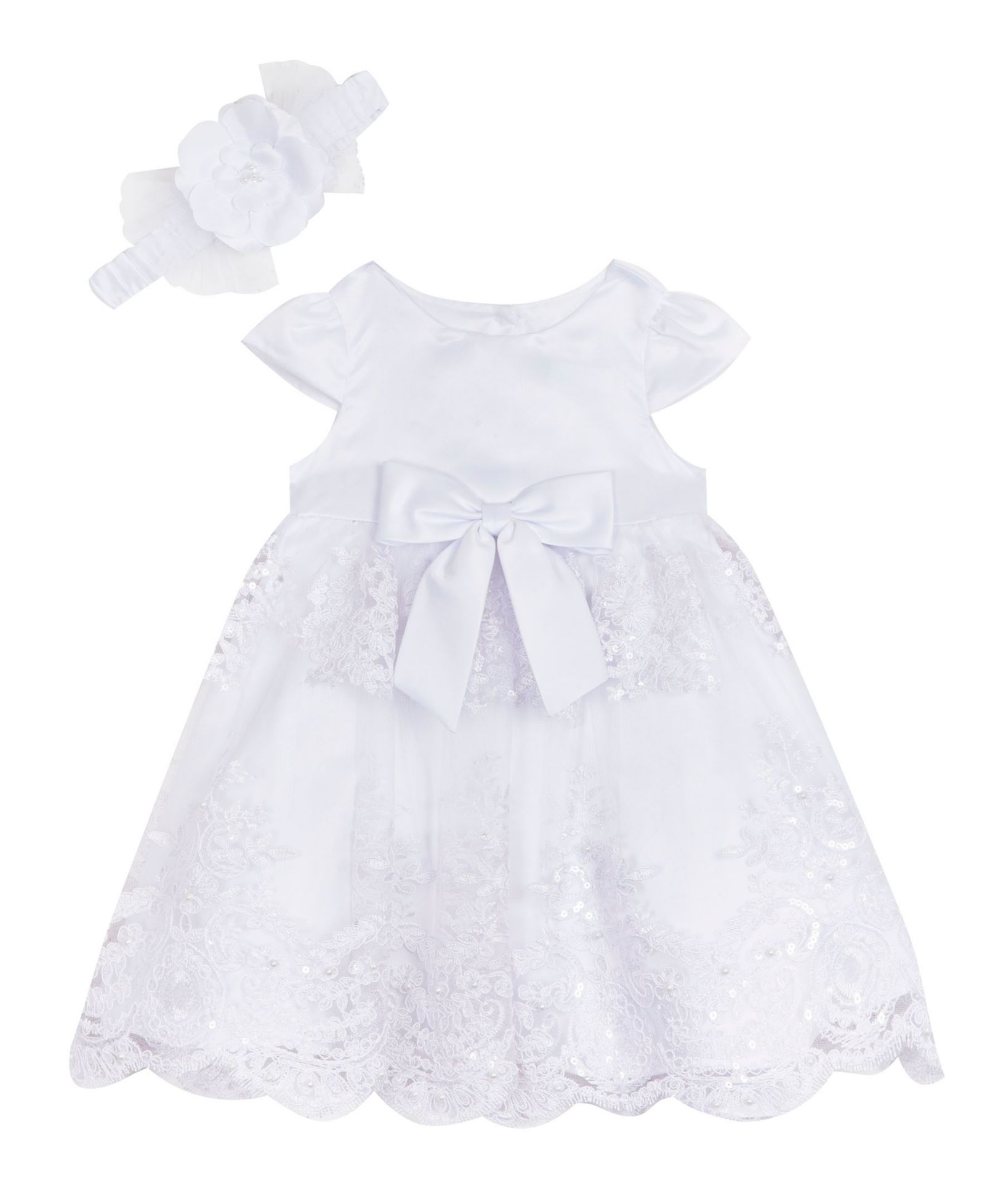 Rare Editions Baby Girls' Cap Sleeve Dress with Headband