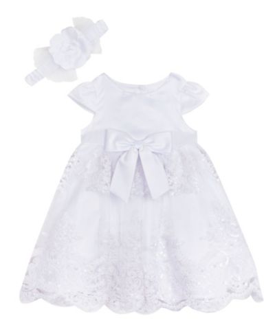 Rare Editions Baby Girls' Cap Sleeve Dress with Headband