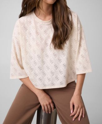 Женская трикотажная футболка GUESS 4G Rhombus Jacquard с коротким рукавом