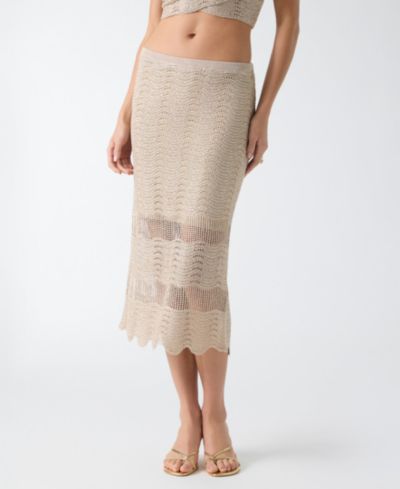 GUESS Women's Olivia Shell Pointelle Sequin Skirt