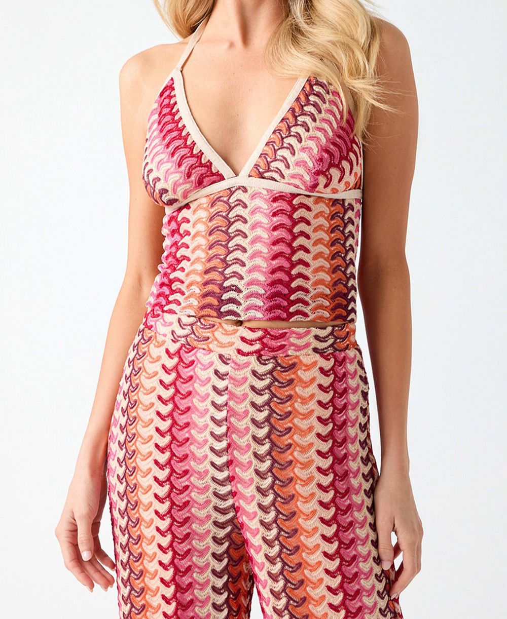 GUESS Women's Sleeveless Halter V-Neck Knit Top