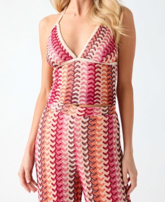 GUESS Women's Sleeveless Halter V-Neck Knit Top
