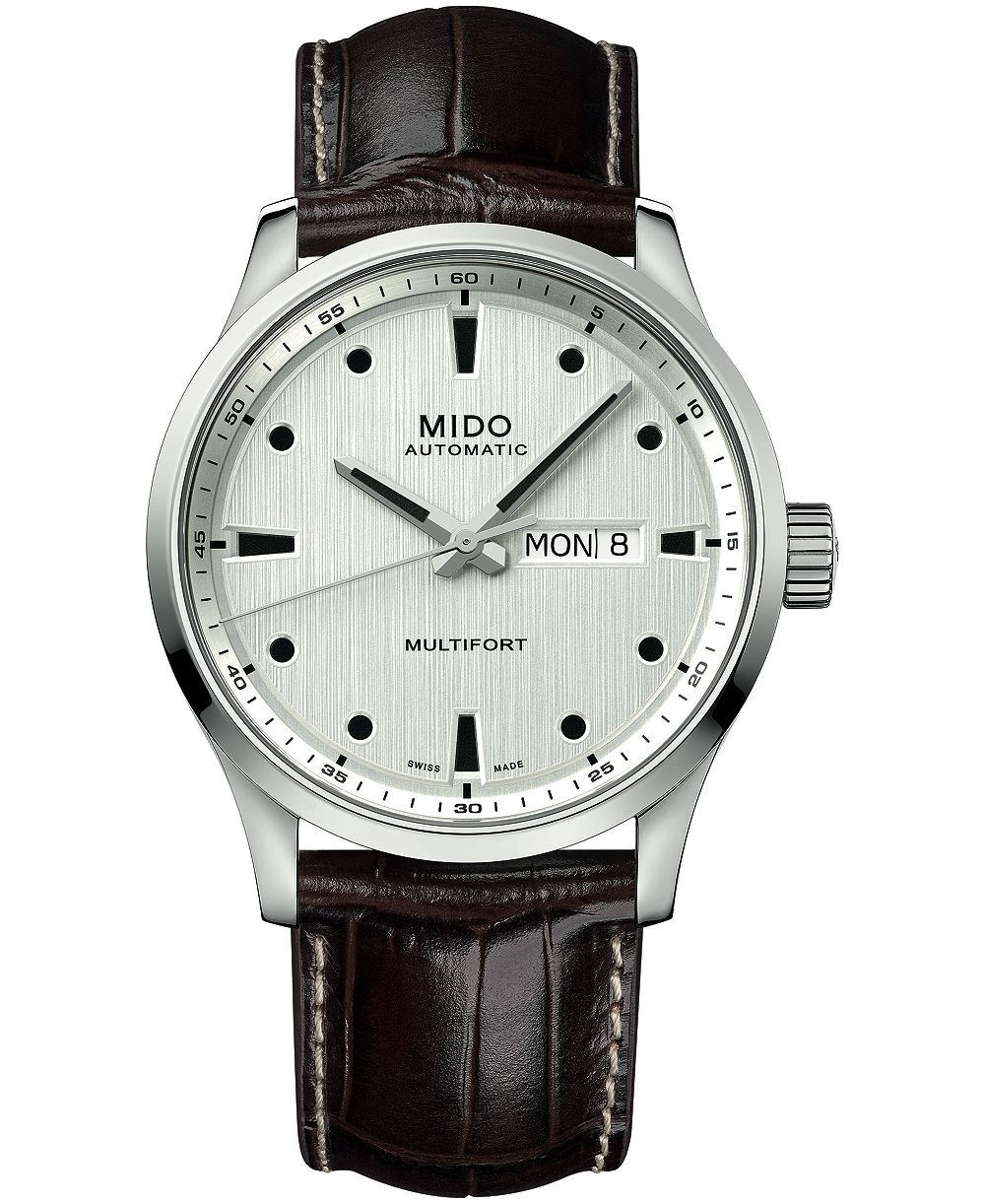 Mido Men's Swiss Automatic Multifort Black Leather Strap Watch 42mm