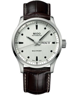 Mido Men's Swiss Automatic Multifort Black Leather Strap Watch 42mm