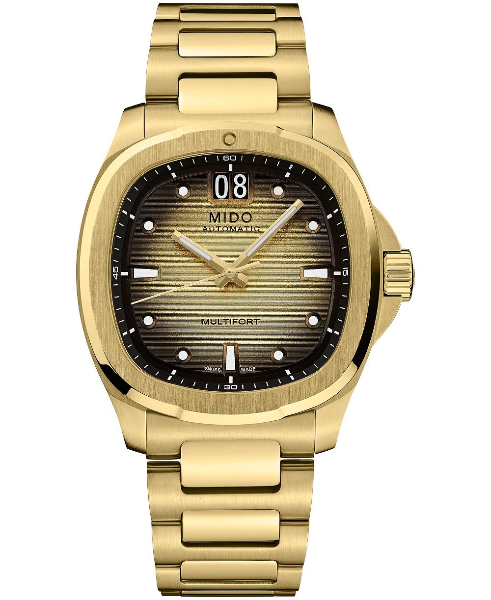Mido Men's Swiss Automatic TV Big Date Gold-Tone Stainless Steel Bracelet Watch 40mm