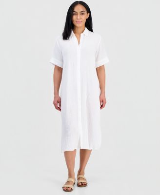 Женское хлопковое рубашечное платье Eileen Fisher Classic Collar