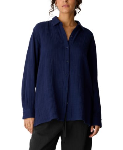 Eileen Fisher Женская классическая рубашка с воротником, Regular и Plus