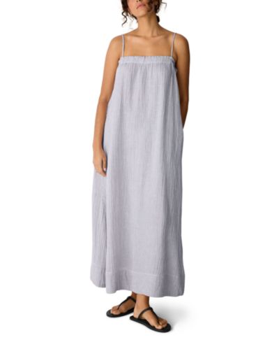 Женское платье-макси Eileen Fisher Shirred Square Neck, Regular And Plus