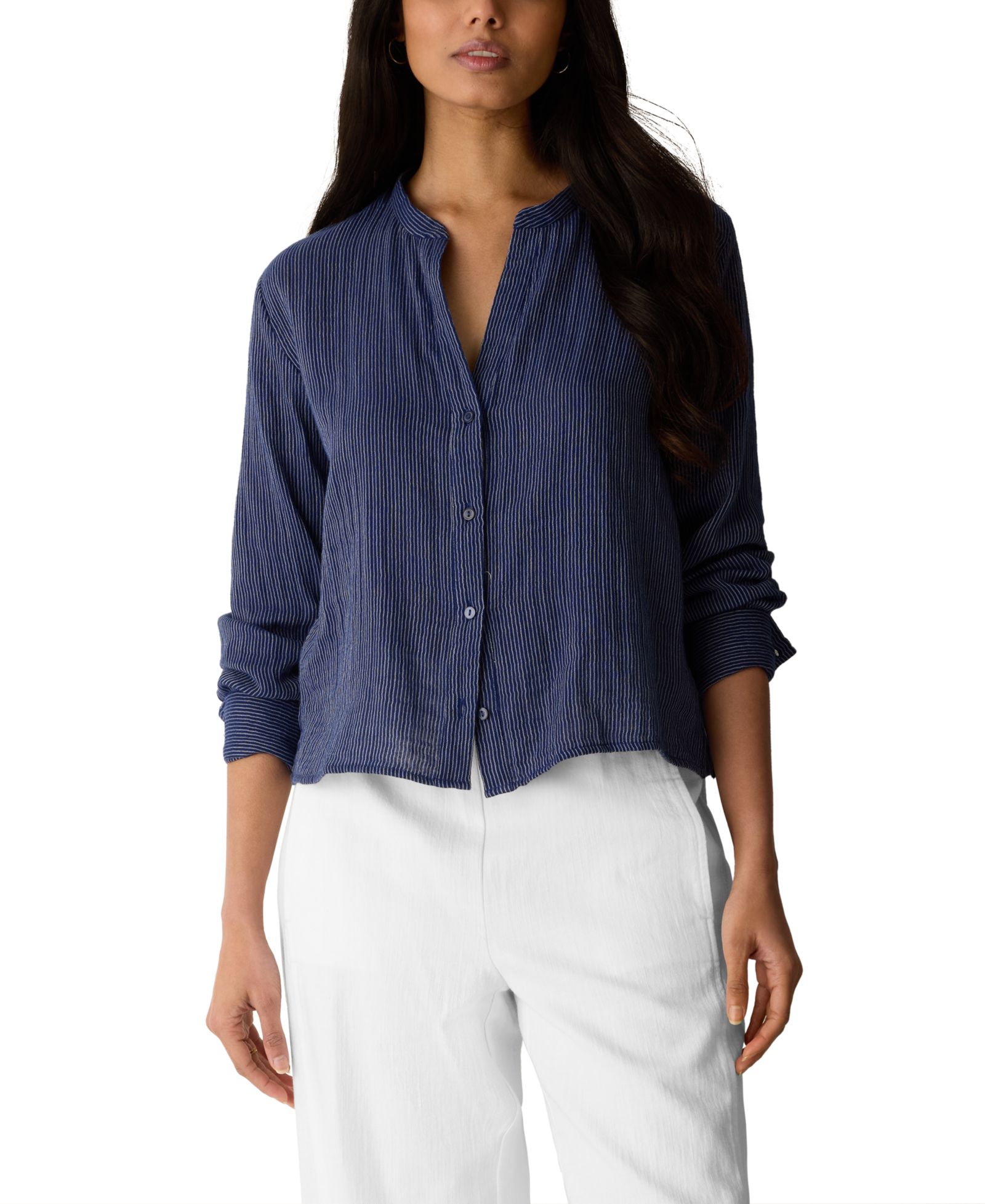 Женская рубашка Eileen Fisher Band Collar Cutaway, Regular, Plus And Petites