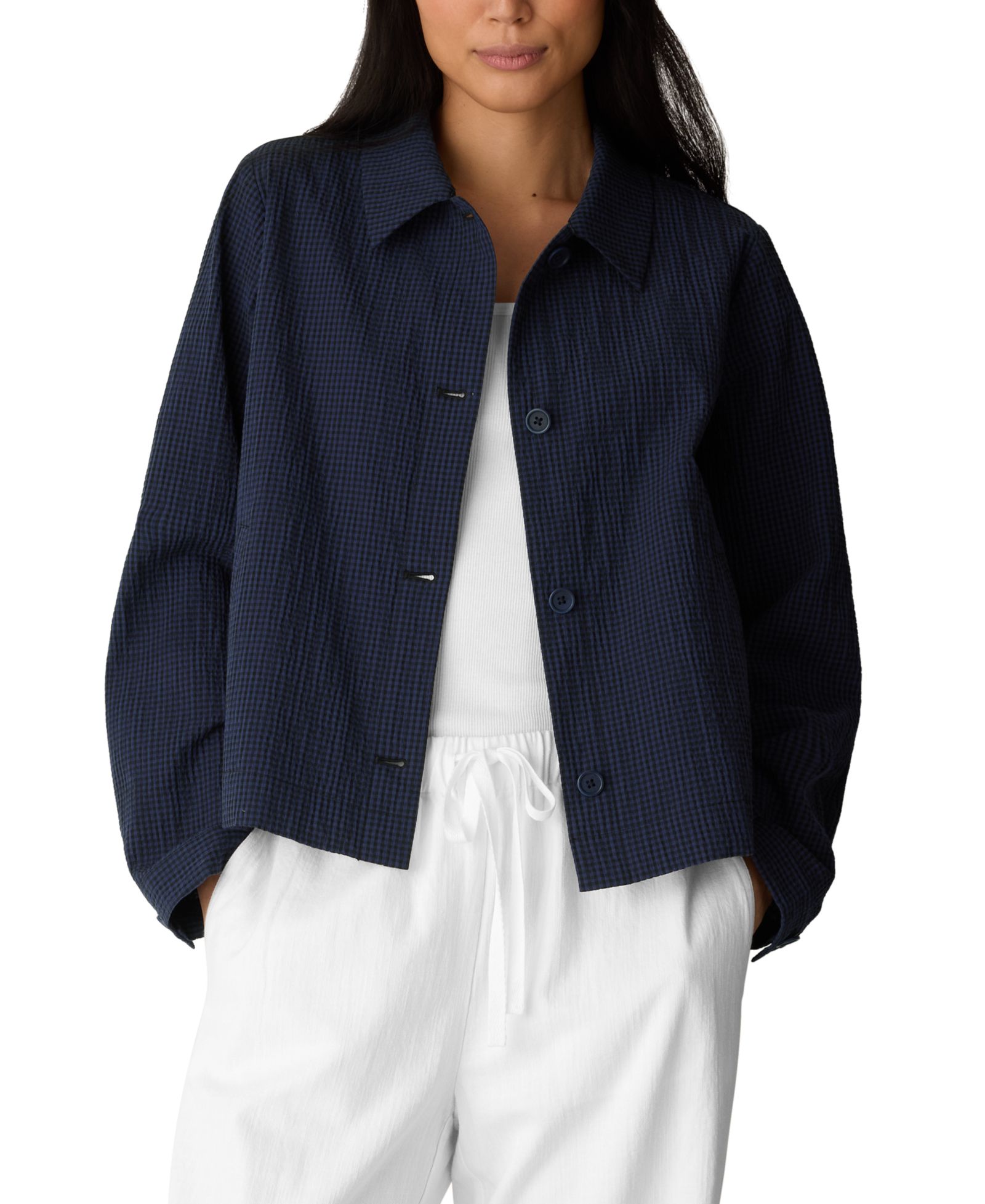 Куртка Eileen Fisher Women's Cotton-Blend Classic Collar A-Line, Regular And Plus