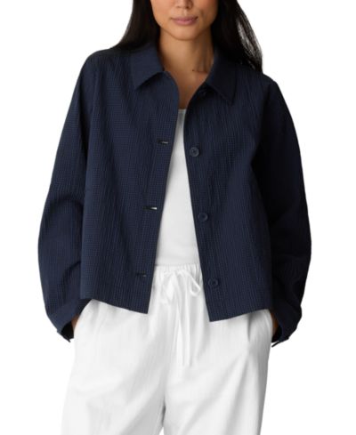 Куртка Eileen Fisher Women's Cotton-Blend Classic Collar A-Line, Regular And Plus