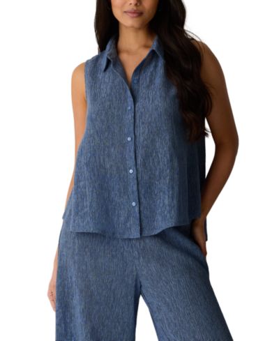 Женская рубашка Eileen Fisher Classic Collar A-Line Sleeveless, Regular And Plus