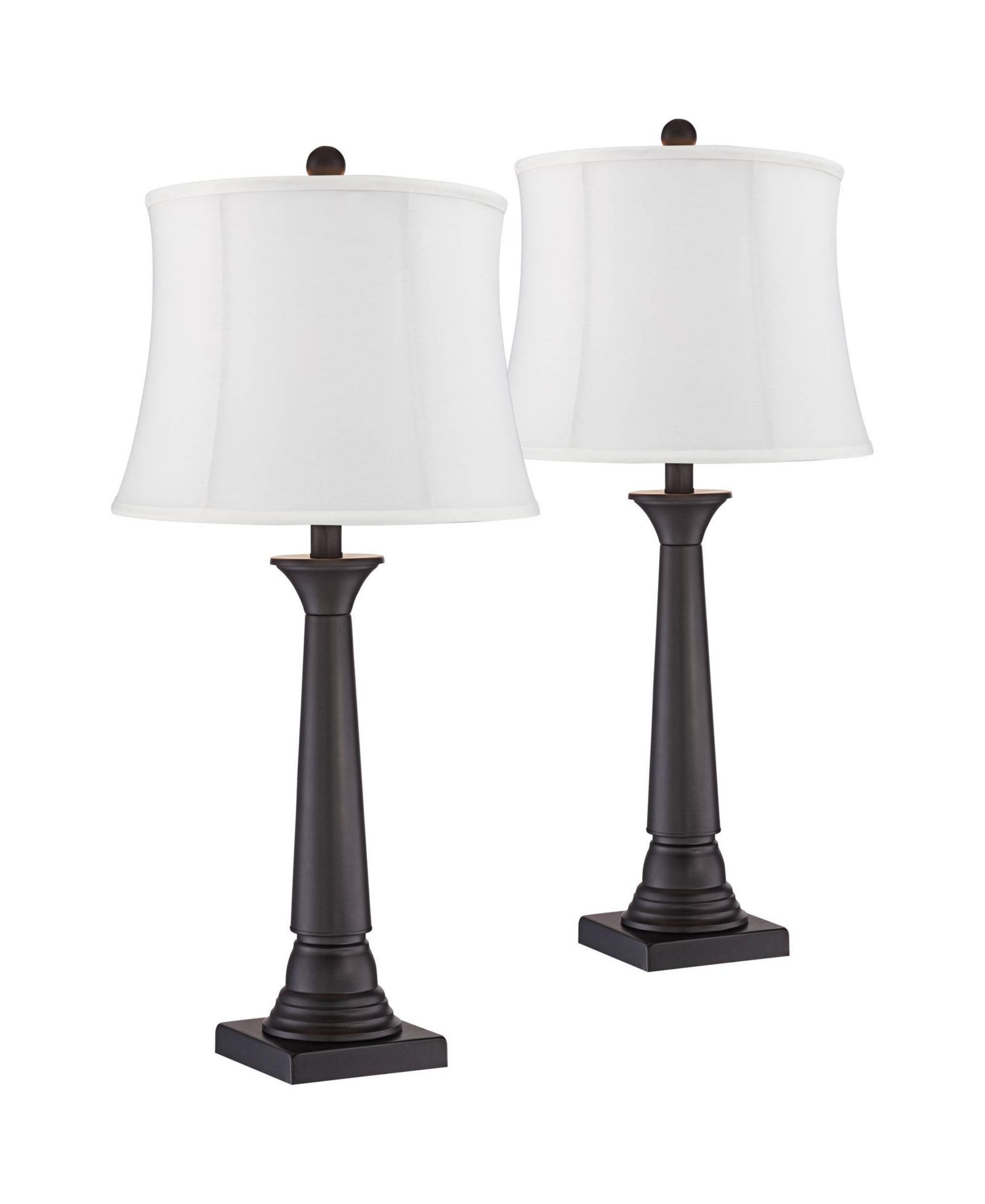 360 Lighting Dolbey 28 Tall Tapered Column Farmhouse Rustic Table Lamps Set of 2 Finish Metal  Shade Bedroom