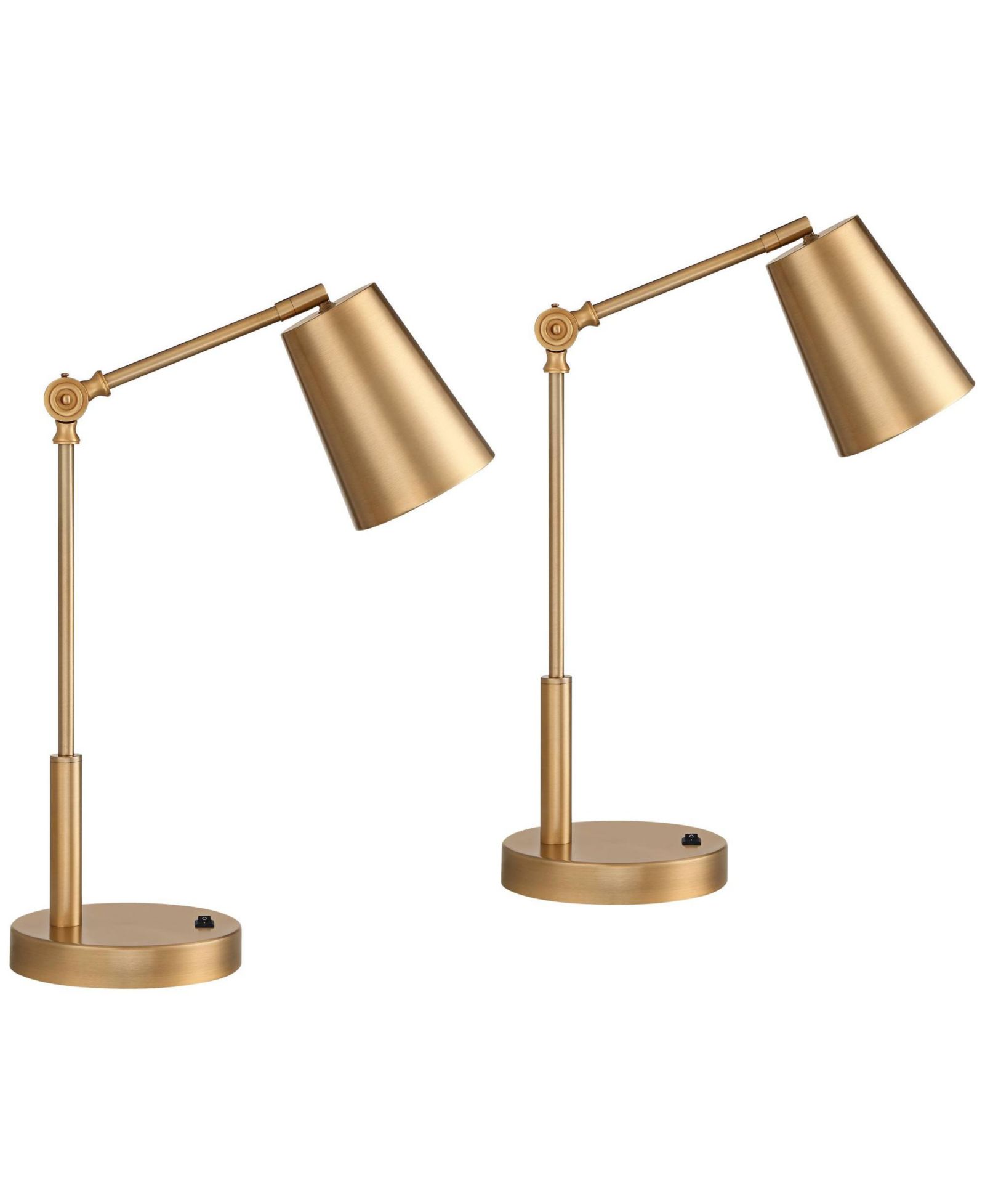 Набор настольных ламп 360 Lighting Sully 23 1/2 High Industrial с 2 USB портами, золотистая латунь
