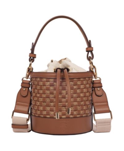 Tommy Bahama Raffia and Woven Drawstring Bucket Bag - Convertible Top Handle и Crossbody