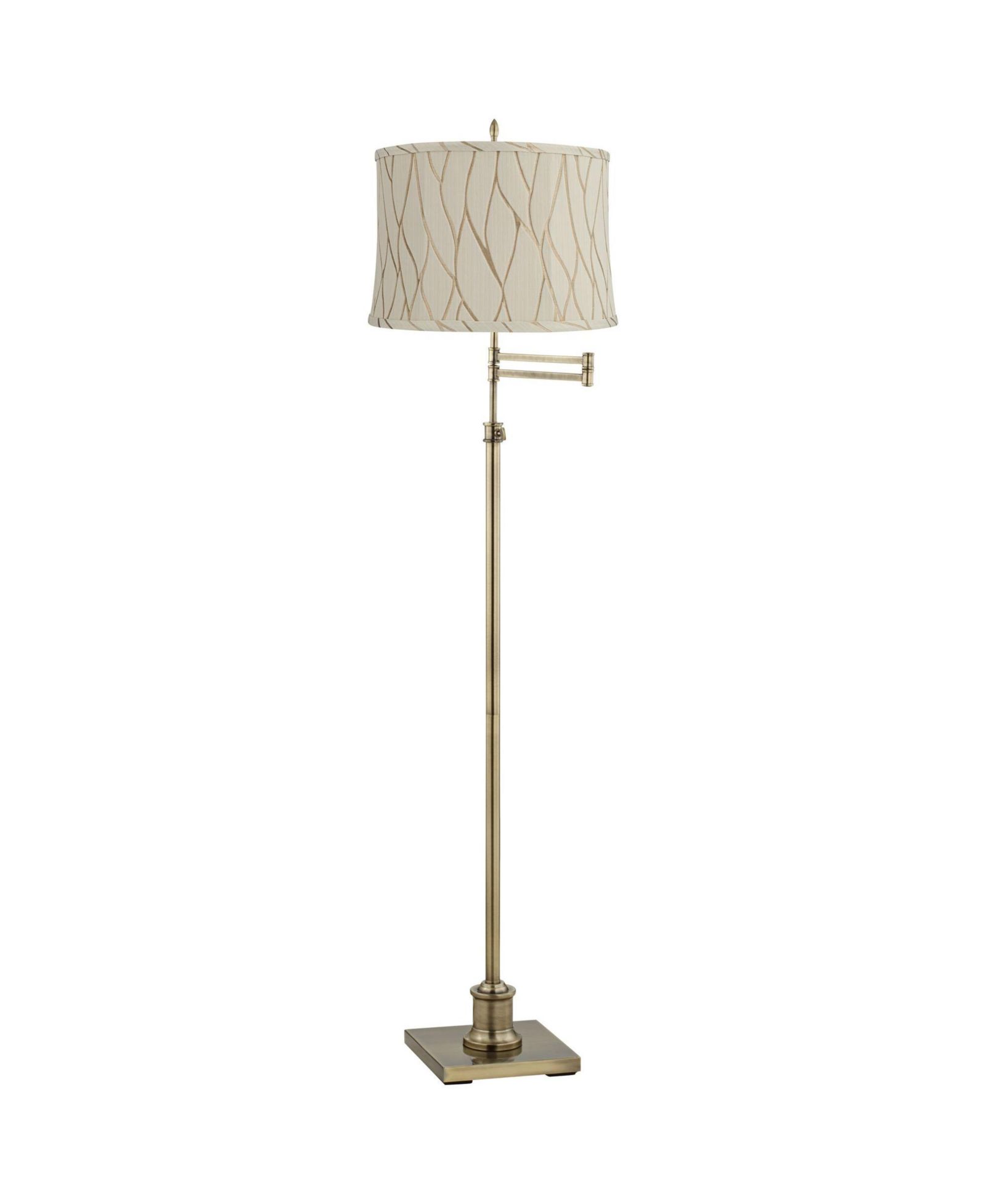 360 Lighting Westbury Traditional 70" Tall Standing Floor Lamp Skinny Adjustable Swing Arm Antique Brass Finish Drum Kinmen