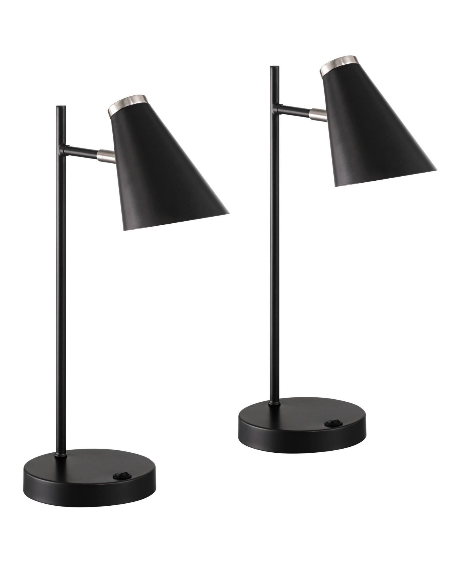 Набор настольных ламп 360 Lighting Duke 20 3/4" High Mid Century Modern USB Port Nickel Finish Metal
