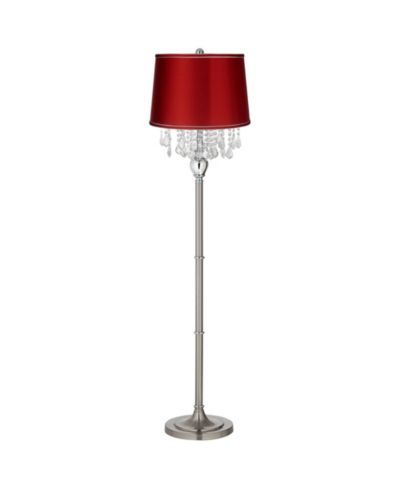 360 Lighting современный напольный торшер Satin Steel Chrome Crystal с абажуром Satin Drum для гостиной, спальни или офиса
