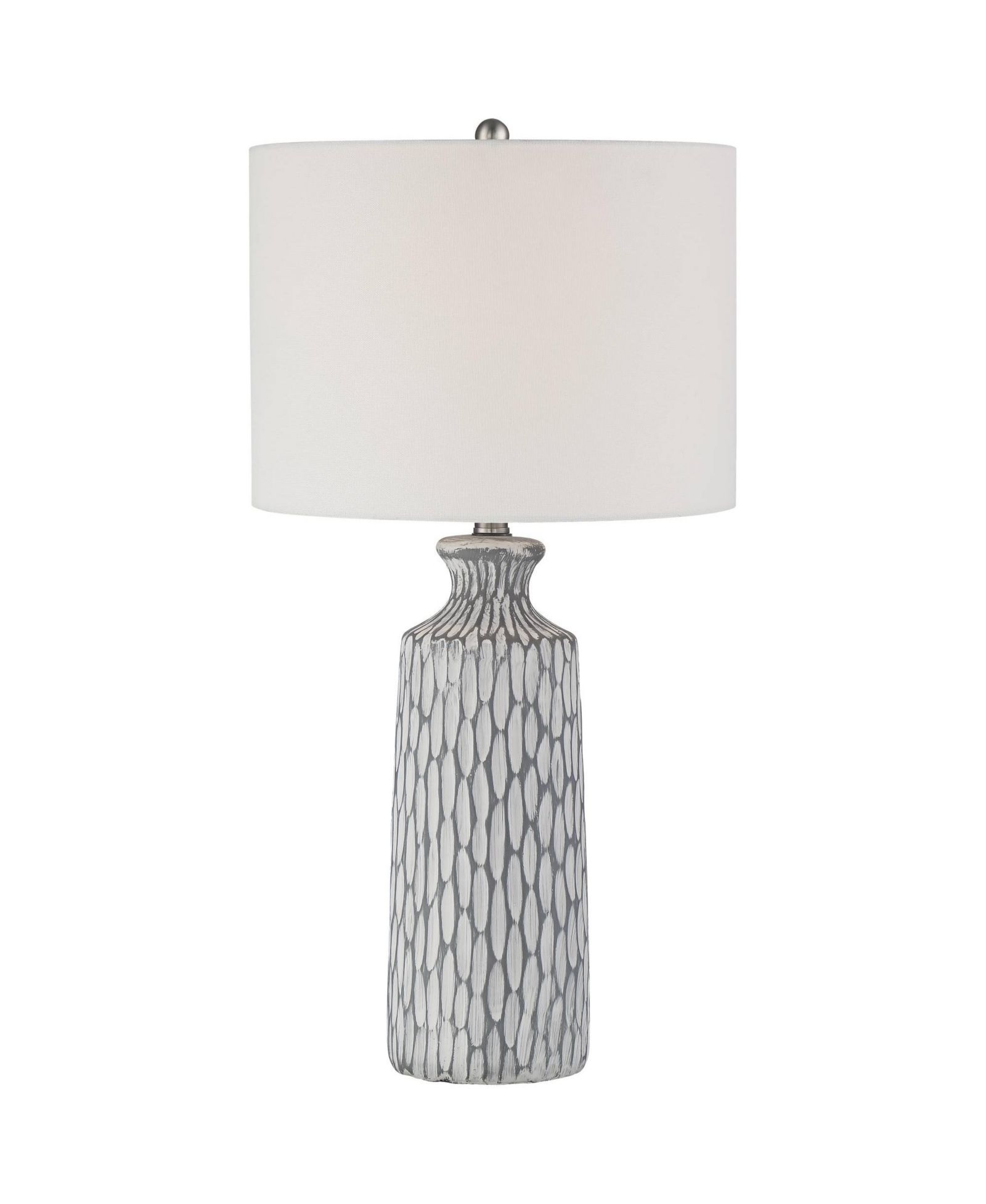 Настольная лампа 360 Lighting Modern Coastal Modern Table Lamp 26 1/4" High with USB Dimmer Whitewash Ceramic Drum Shade