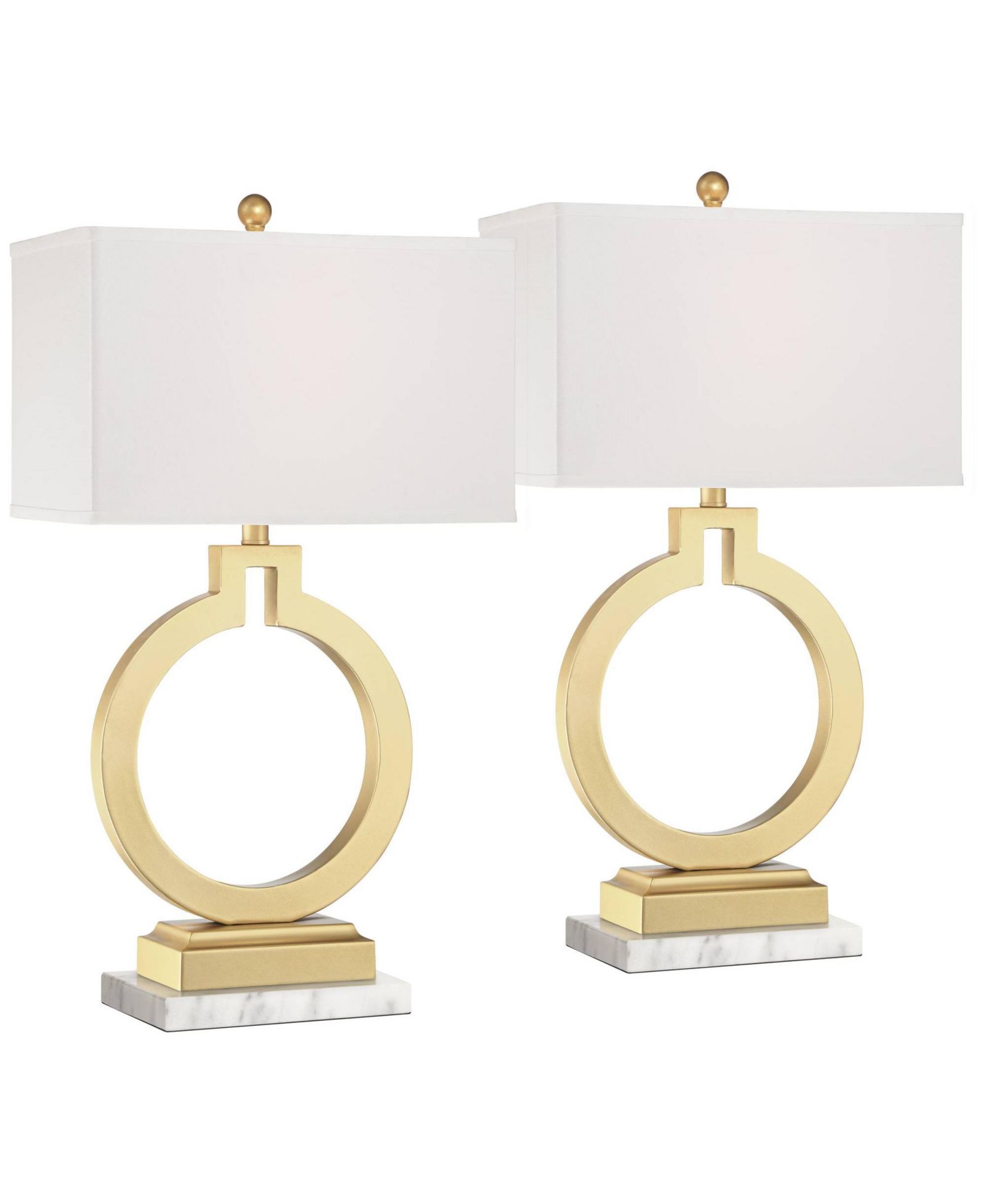 360 Lighting Lauren современный набор настольных ламп с подставками, 28 1/2" Tall, USB Charging Port, прямоугольный абажур