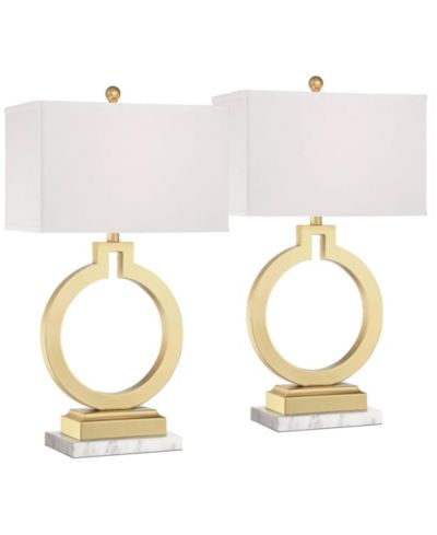 360 Lighting Lauren Modern Table Lamps Set of 2 with Risers 28 1/2" Tall USB Charging Port Rectangular Shade for Bedroom Living Room